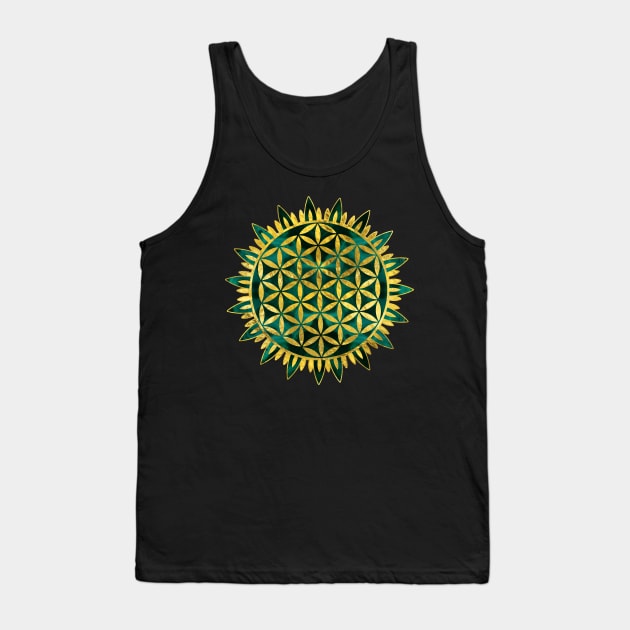 Gold Flower of life on malachite Tank Top by Nartissima